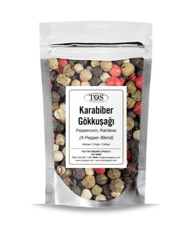 TOS The Organic Spices Rainbow Black Pepper 100 gr (1st Quality) Piper nigrum / Peppercorn Rainbow