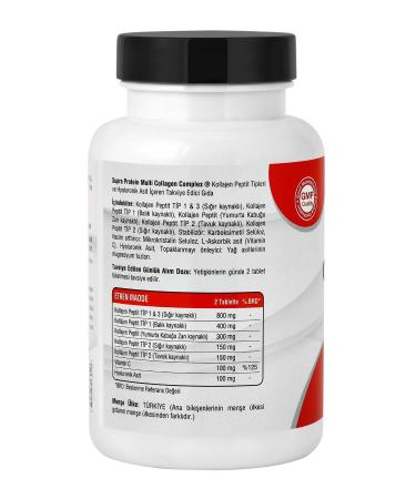 Supra Protein Multi Collagen Complex 60 Tablets - 5 Types of Collagen Mixture + Hyaluronic Acid & Vitamin C - Buy Online on GoSupps.com
