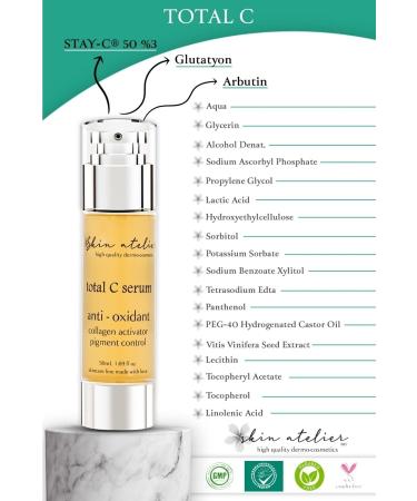 Skin Atelier Anti-Spot Brightening Total Vitamin C Serum with Arbutin and Glutathione 50 ml - Buy Online on GoSupps.com