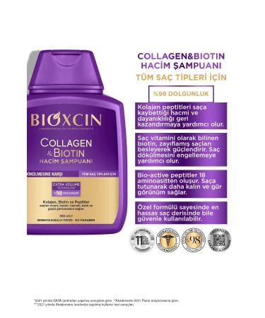 Bioxcin Collagen & Biotin Extra Volume Shampoo 300 Ml - Collagen Biotin Thin Sparse Hair 5-Piece - Buy Online on GoSupps.com