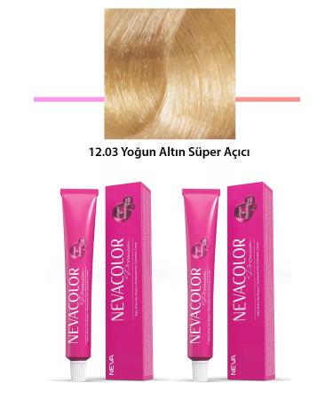 Skygo 2 Set Premium 12.03 Intense Gold Super Lightener - Permanent Cream Hair Dye 2 X 50 g Tube