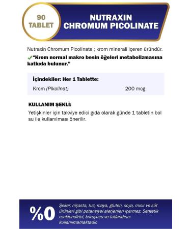 Nutraxin Chromium Picolinate 200 Mcg 90 Tablets Chromium Supplement 4-Pack - Buy Online on GoSupps.com