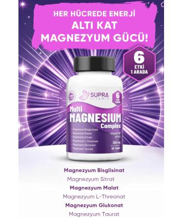 Supra Vitamin Multi Magnesium Complex 60 Tablets- Bisglycinate + Citrate + Malate + L-Threonate + Gluconate & Taurate - Buy Online on GoSupps.com