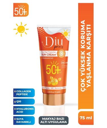 Diu Paris Spf 50 Sun Cream Anti-Aging Anti-Spot Waterproof Uva Uvb High Protection Makeup Base 75ml