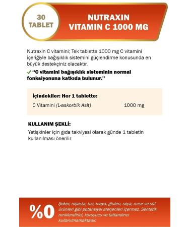 Nutraxin Vitamin C 1000 Mg 30 Tablets - Buy Online on GoSupps.com
