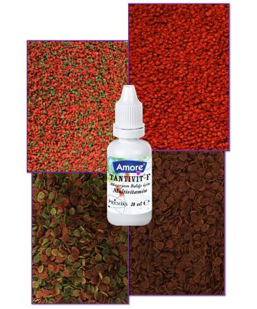 AMORE 4-Mix-620gr Fish Food Discus Bits Cichlid Mix Protein Color Chips Lotus Protect Mix Multivitamin