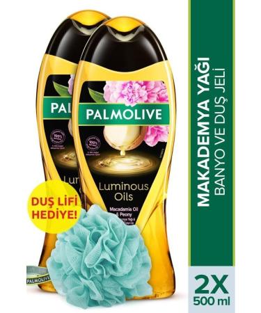 Palmolive Luminous Oils Macadamia Oil Bath and Shower Gel 500 ml x 2 Pieces + Shower Fibre Gift