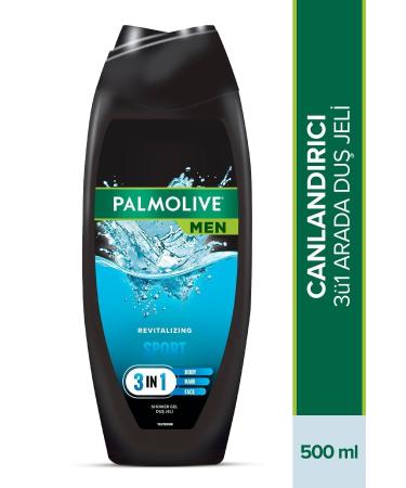 Palmolive Men Sport Revitalizing 3 in 1 Shower Gel and Shampoo for Face Body and Hair 500 ml