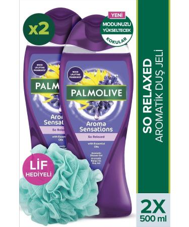 Palmolive Aroma Sensations So Relaxed Aromatic Bath and Shower Gel 500 ml x 2 Pieces + Shower Fibre Gift