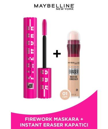 Maybelline New York Lash Sensational Firework Mascara & Instant Anti Age Eraser Concealer - 01 Light Makeup Set