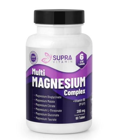 Supra Vitamin Multi Magnesium Complex 60 Tablets- Bisglycinate + Citrate + Malate + L-Threonate + Gluconate & Taurate
