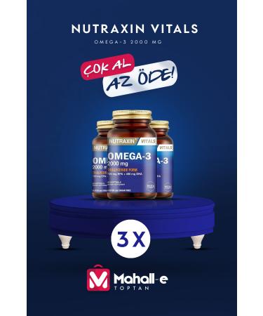 Nutraxin Omega 3 2000 mg 60 Soft Gel - EPA 720 DHA 480 3-pack