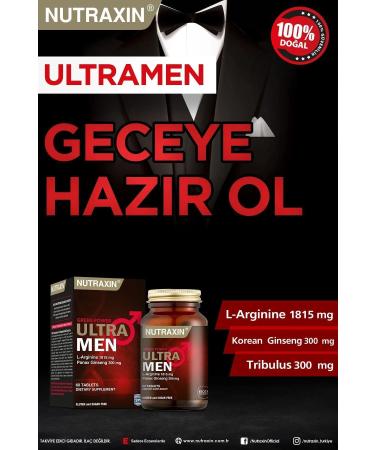 Nutraxin Ultra Men 60 Tablets - L-Arginine Ginseng Ginger Iron Thorn Cinnamon 2-Pack - Buy Online on GoSupps.com