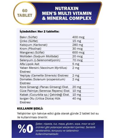 Nutraxin Men's Multi Vitamin and Minerals Complex 60 Tablets 4 Pack - Buy Online on GoSupps.com