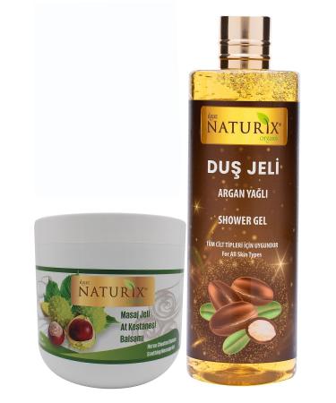 Naturix Horse Chestnut Massage Gel Relaxing 500ml Pain Relief Gel + Relaxing Argan Oil Shower Gel 400ml - Buy Online on GoSupps.com