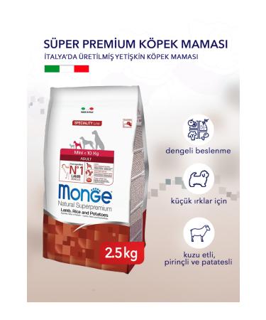 Monge Dog Speciality Mini Lamb Rice and Potato Small Breed Adult Dog Food 2.5 Kg