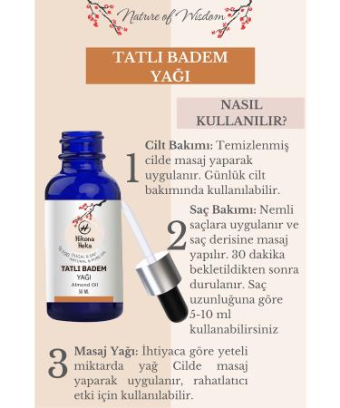 Hikona Heka Sweet Almond Oil (SWEET ALMOND OIL) 0 Pure and Natural Cold Pressed 50 ml - Buy Online on GoSupps.com