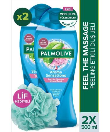 Palmolive Aroma Sensations Feel The Massage Bath and Shower Gel 500 ml X 2 Pieces + Shower Fibre Gift