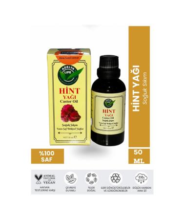 Adelya Life Castor Oil 0 Pure Organic Castor Oil 50 ml Cold Press / 0 Natural Castor Oil Cold Press