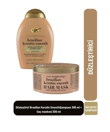 OGX Brazilian Keratin Smooth Shampoo 385 ml + Hair Mask 300 ml