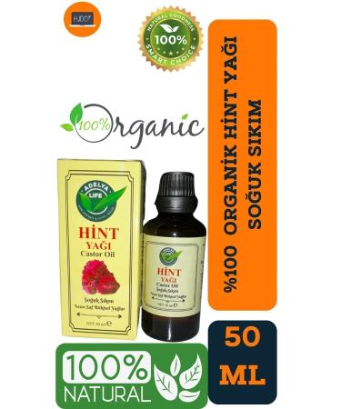 Adelya Life Castor Oil 0 Pure Organic Castor Oil 50 ml Cold Press / 0 Natural Castor Oil Cold Press - Buy Online on GoSupps.com