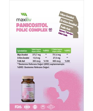 Maxiliv Panicositol Folic Complex 60 Tablets - Myo-Inositol D-Chiro-Inositol and Folic Acid - Buy Online on GoSupps.com