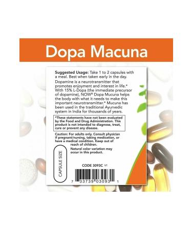 Now L-dopa Dopa Mucuna Dopamine Brain Support Standardized Kapikacchu Extract Naturally Occurring 15% - Buy Online on GoSupps.com