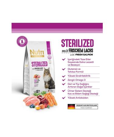 Nutri Feline Sterilized Fresh Salmon Adult Neutered Cat Food 10 kg
