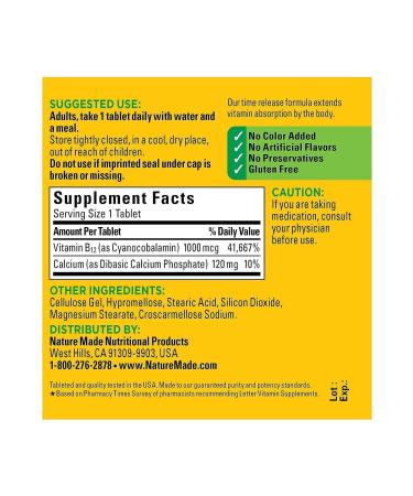 Nature Made Time Release Vitamin B12 1000 mcg 75 Tablets - Buy Online on GoSupps.com