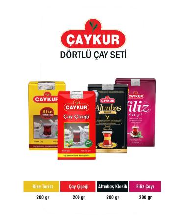 aykur Rize Tourist Tea 200gr + Tea Flower 200gr + Alt nba Classic 200gr + Filiz Tea 200gr Set of 4