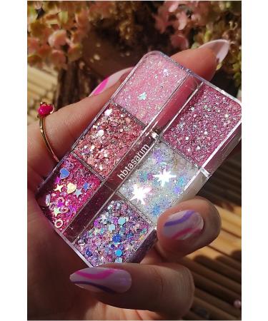 hbtasarim Glitter Eyeshadow - Face and Body Glitter Palette Pink Barbie Shiny Glitter