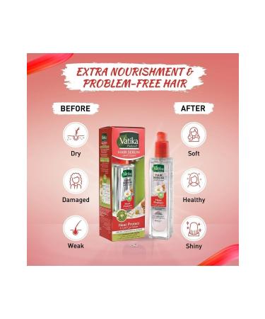 Vatika Naturals Heat Protection Hair Serum | Argan Chamomile & Sesame | Advanced Heat Shield - 47 ml - Buy Online on GoSupps.com