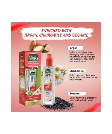 Vatika Naturals Heat Protection Hair Serum | Argan Chamomile & Sesame | Advanced Heat Shield - 47 ml - Buy Online on GoSupps.com