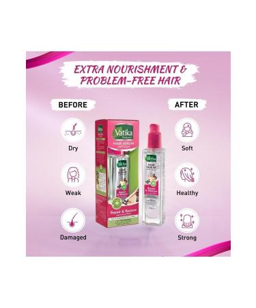 Vatika Naturals Repairing and Regenerating Hair Serum | Black Cumin Castor Oil and Garlic | Anti-Breakage - 47 ml - Buy Online on GoSupps.com