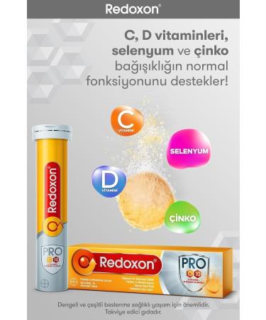 Redoxon Pro 15 Effervescent Tablet: 7 Extra Vitamins with 1000 mg Vitamin C Vitamin D Selenium and Zinc - Buy Online on GoSupps.com