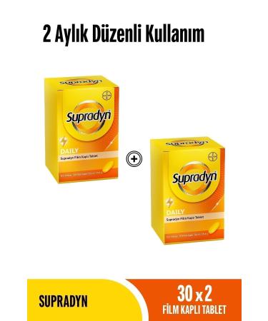 Supradyn 2 Month Regular Use Package: 2x30 Daily Film-Coated Tablets Adult Multivitamin - 60 Tablets