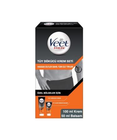 Veet Men Men's Special Hair Removal Sensitive Skin 200ml + Private Areas Hair Removal Cream Set 100&50ml - Buy Online on GoSupps.com