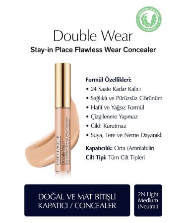 Estee Lauder Concealer - Double Wear Stay-in-Place Flawless Wear Concealer - Color: 2N Light Medium (Neutral) 7ml