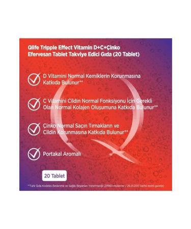Qlife Daily Vitamin Supplement Tripple Effect Vitamin D Vitamin C Zinc 20 Effervescent Tablets - Buy Online on GoSupps.com