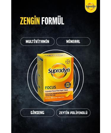 Supradyn Focus 30 Film-Coated Tablet | Olive Polyphenol Ginseng Multivitamin and Mineral Supplement - Buy Online on GoSupps.com