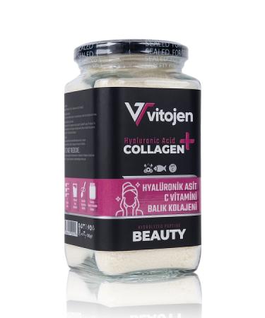 Vitogen Beauty Collagen Hyaluronic Fish Vitamin C Glass Jar (0 PURE ADDITIVE-FREE DOUBLE HYDROLIZED)