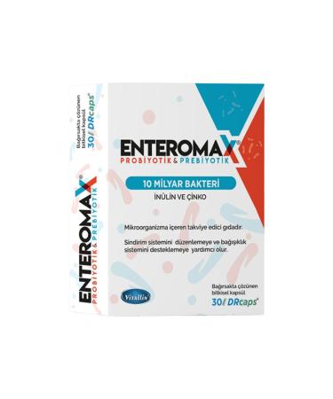 ENTEROMAX Dr.caps Probiotic Prebiotic 10 Billion Bacteria 12 Strains Inulin And Zinc 30 Capsules Probiotic Prebiotic