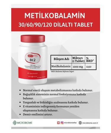 Optivita Vitamin B12 90 Tablets Methylcobalamin 1000 Mcg Sublingual Tablet (METHYLCOBALAMIN) - Buy Online on GoSupps.com
