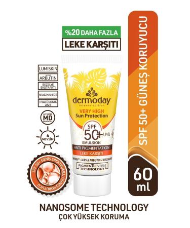 Dermoday Anti-Spot Nanosome Filter SPF 50+ Sun Cream. Lumiskin and Arbutin Effect 60 ml
