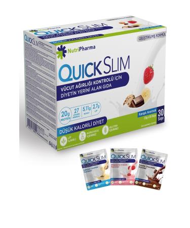 NUTRIPHARMA QUICK SLIM Quick Slim Weight Loss Meal Replacement Shake 30 Sachets Mixed Box