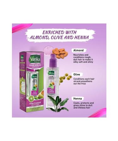 Vatika Naturals Frizz Control - Anti-Frizz Hair Serum | Olive Almond & Henna | 47 ml - Buy Online on GoSupps.com