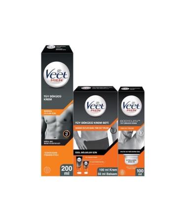 Veet Men Hair Removal Cream Set Normal 200ml + Underarm Special 100ml + Cream Set for Private Area 100&50ml