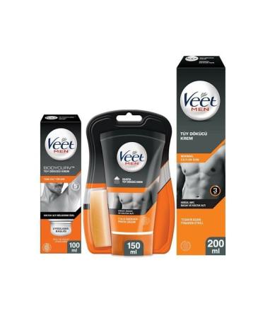 Veet Men Hair Removal Cream Normal Skin 200 ml + In-Shower Hair Removal Cream 150 ml + Underarm Special 100 ml