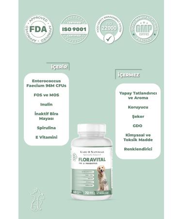 Kahu Naturals Spiritually Connected Floravital Probiotic and Prebiotic Supplement for Dogs 60 Tablets - Buy Online on GoSupps.com