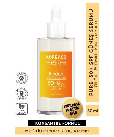 KOREACO Blocker 0 Pure SPF 50+ Water Resistant High UVB+UVA Protection 50ml Sun Serum